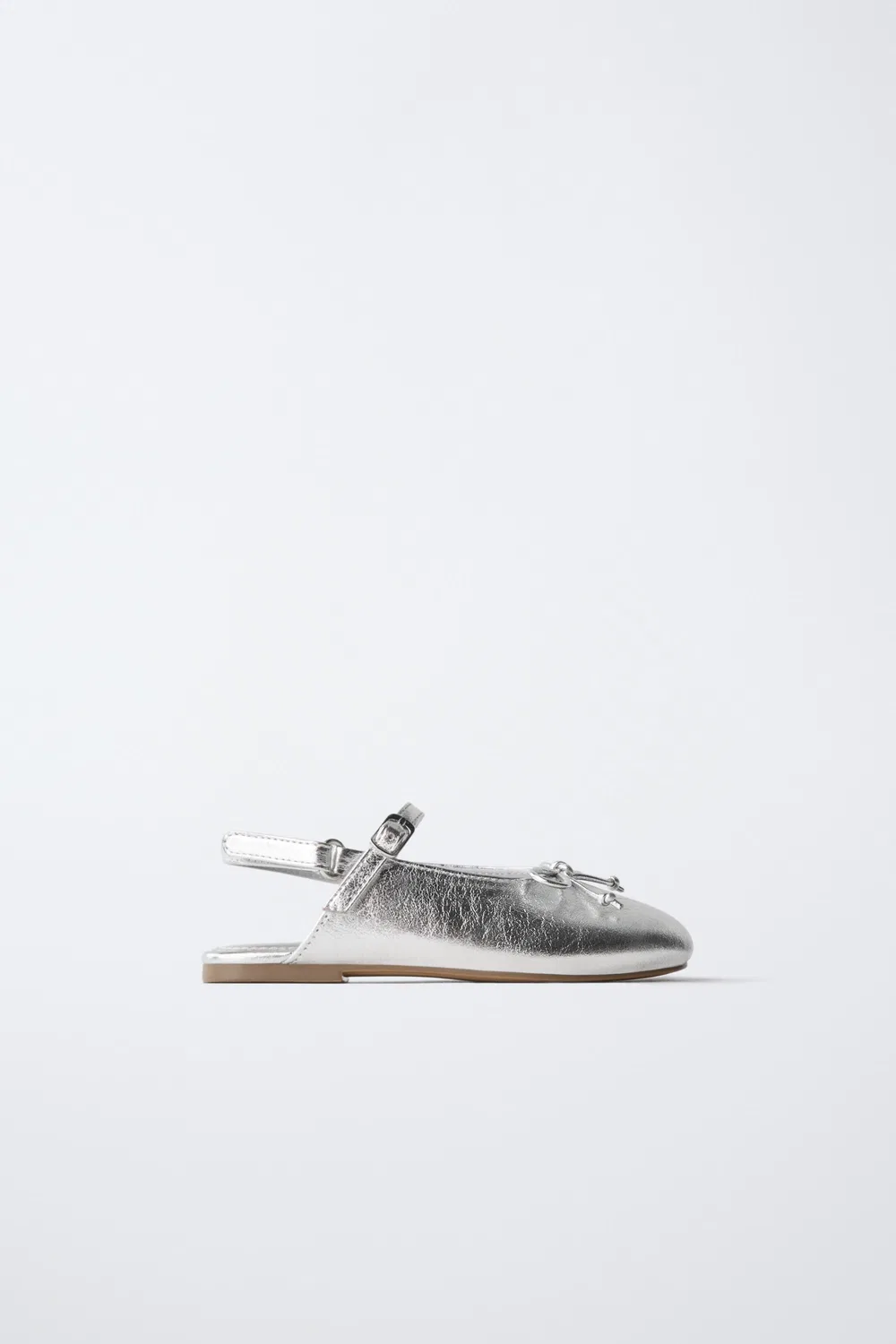 Металлические балетки с ремешком на пятке ZARA, Silver