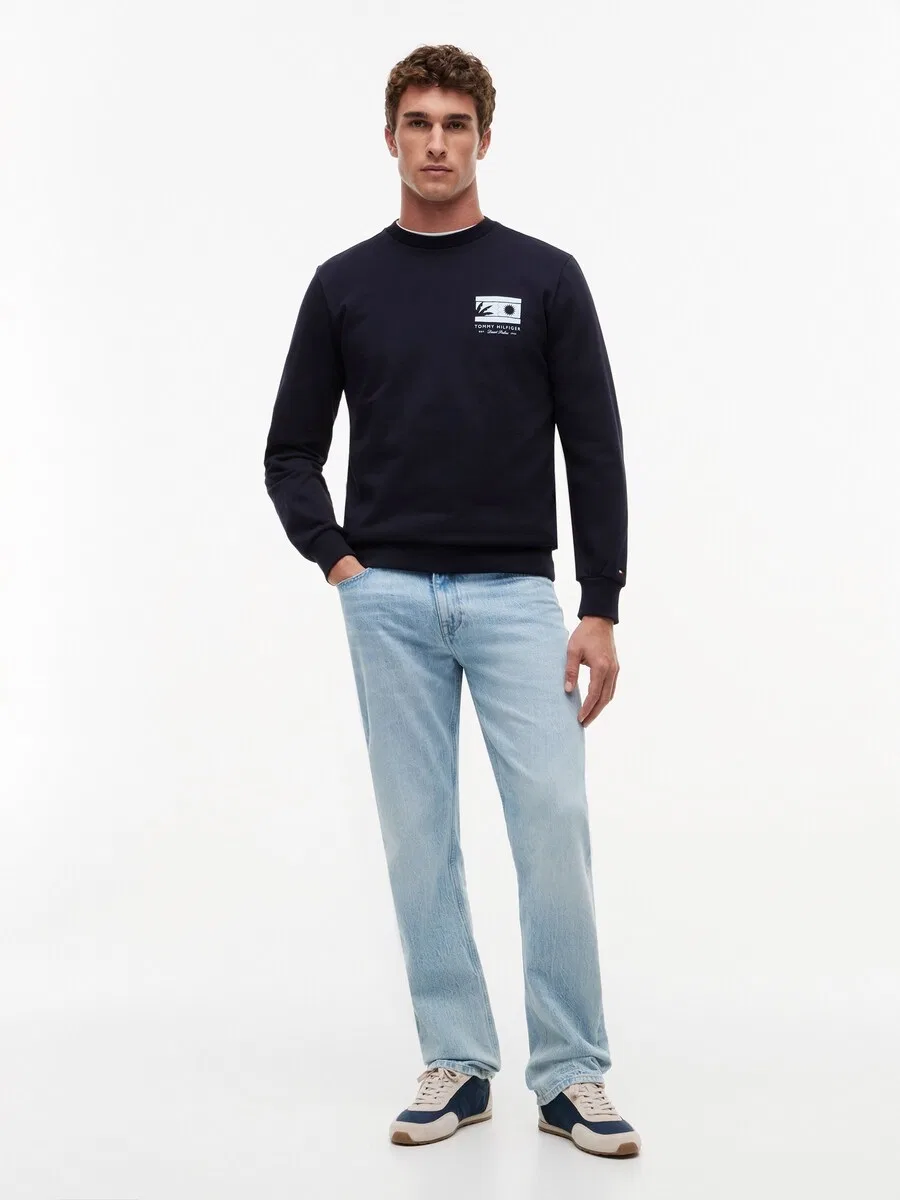 Толстовка TOMMY HILFIGER 'Logo Graphic French' темно-синего цвета — фото 4