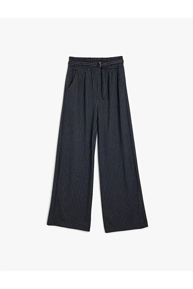 Детские брюки для девочек широкие с эластичным поясом Koton, Navy Blue Striped