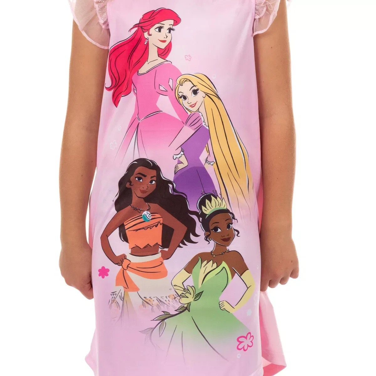 Детская ночная рубашка для девочек с принтом Disney Princess Ruffle Sleeve Sleepwear, Disney, Pink — фото 2