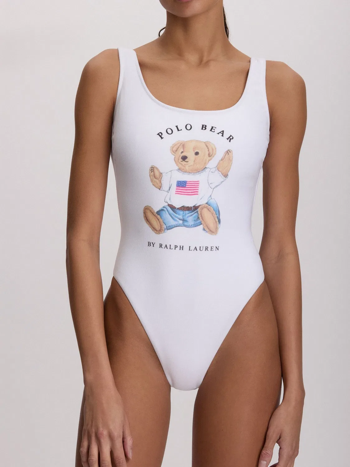 Купальник слитный с принтом Polo Bear Polo Ralph Lauren, белый
