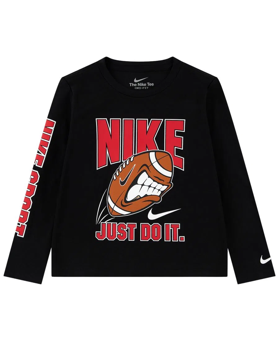 Детская футболка с длинным рукавом и принтом Nike, Black