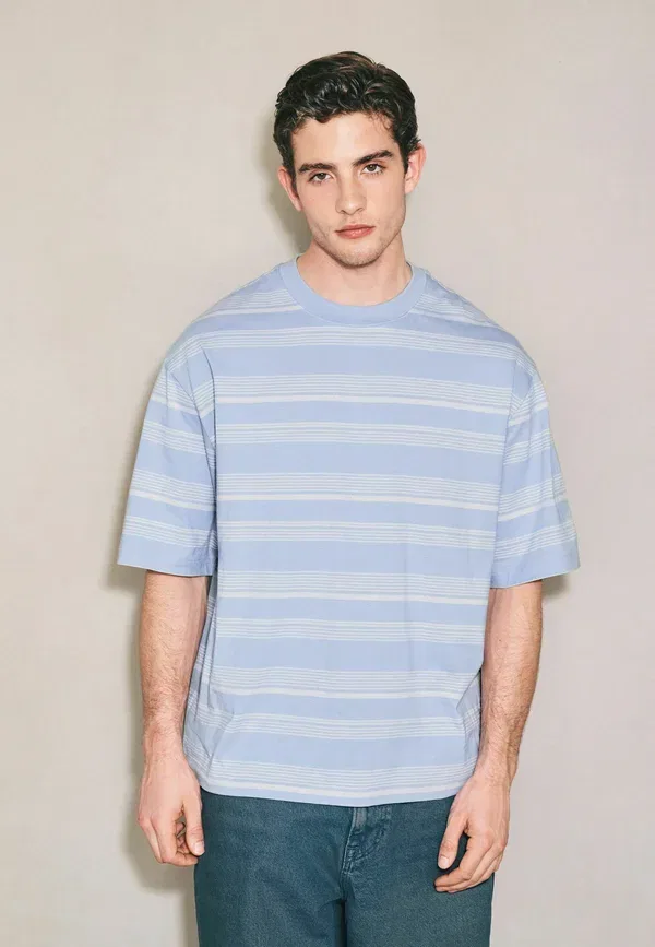 Футболка хлопковая Regular fit - horizontal striped edit t-shirt - print t-shirt, Next, синий