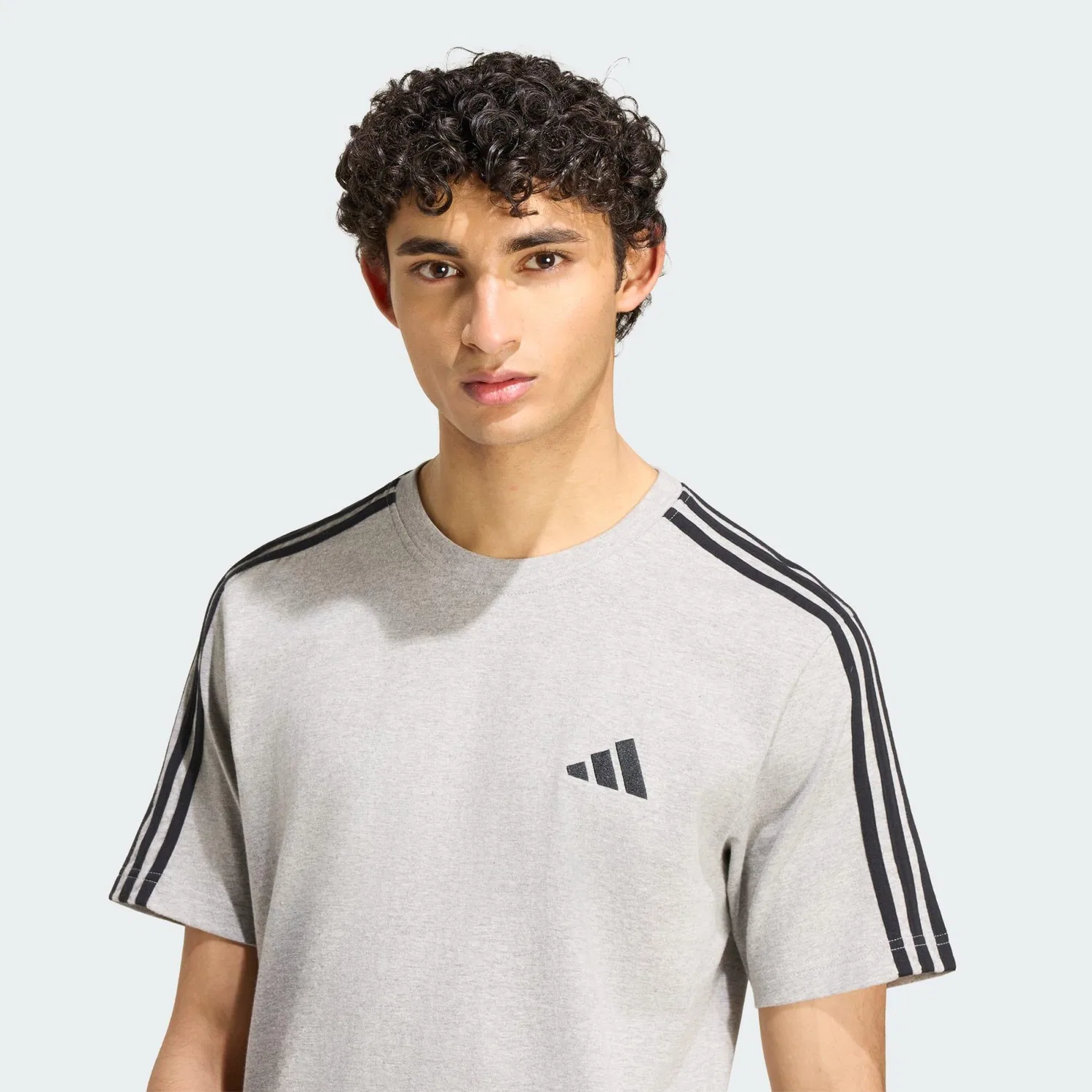 Мужская футболка с принтом Essentials 3-Streifen Adidas, Grau Weiss — фото 4