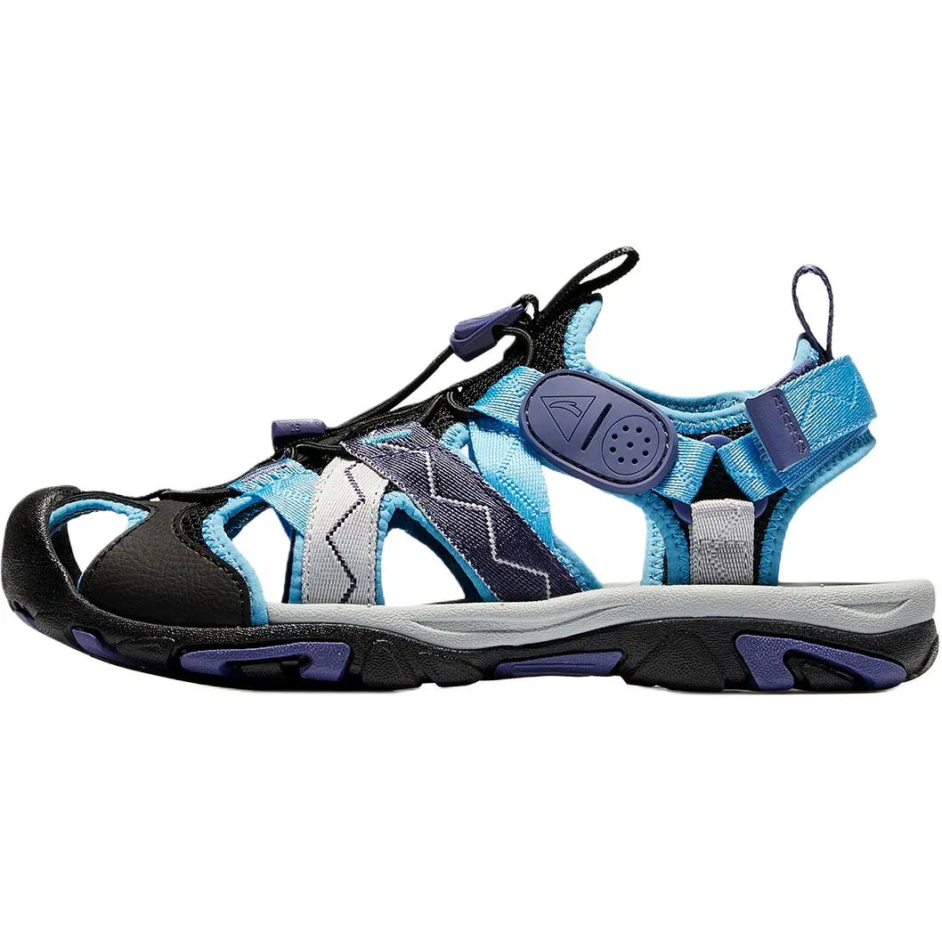 Детские сандалии низкие с ремешками Antakids, Black/Azure Blue/Dusk Purple