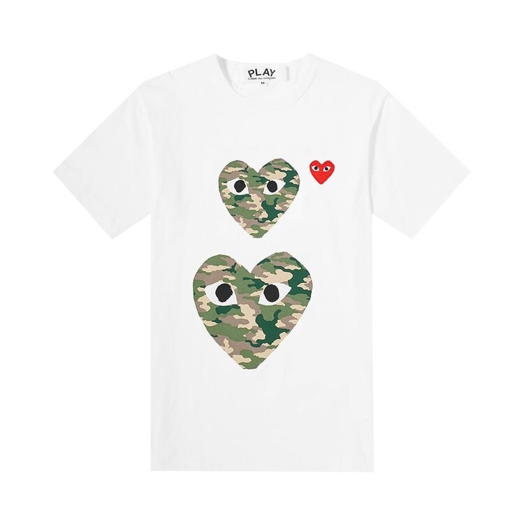 

Футболка Comme des Garçons Short-Sleeve Play T-Shirt With Double Camo Hearts 'White', белый