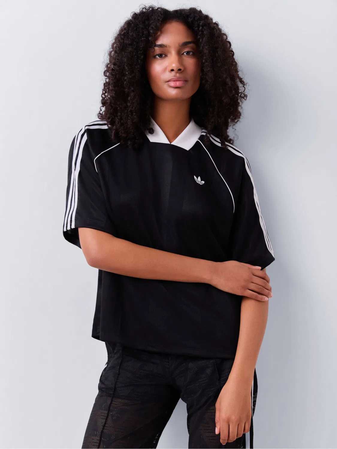 Футболка с жаккардовым узором, 3-Stripes, adidas Originals, черный