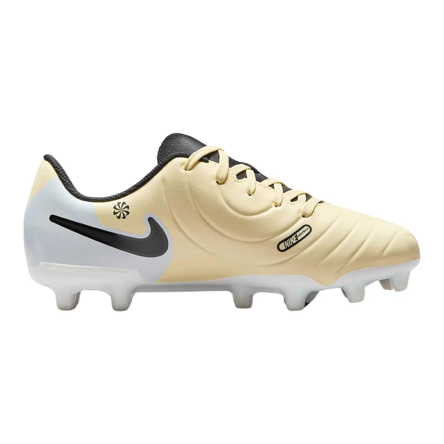 Детские бутсы футбольные для мальчиков Jr Legend 10 Club Fg/Mg NIKE, Lemonade Black Mtlc Gold Coin — фото 4