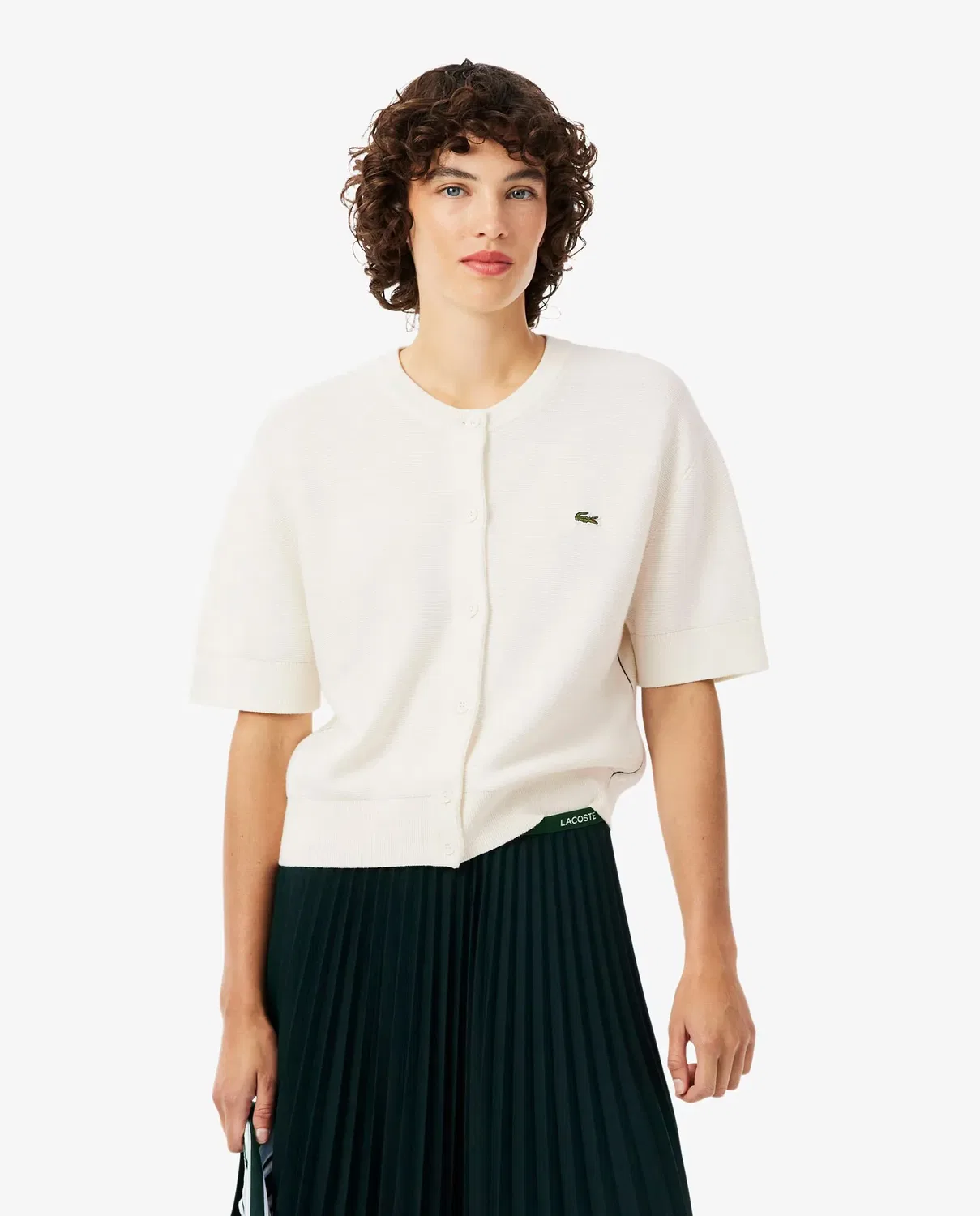 Джемпер женский Lacoste Blanco с круглым вырезом