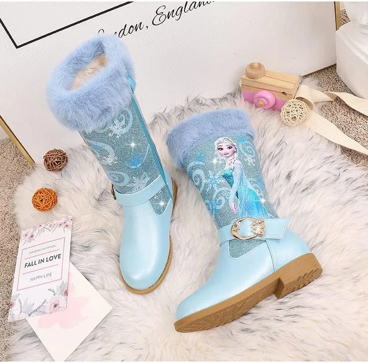 Детские зимние сапоги для девочек с принтом Dids snow boots, Light Blue — фото 2