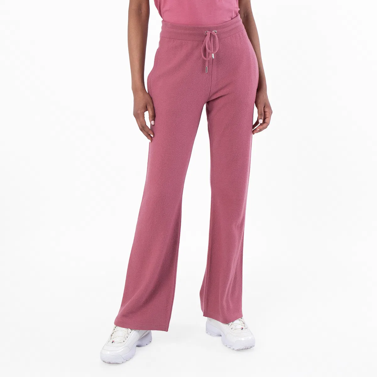 Брюки клеш с поясом Versace Wool-Blend Flared Towel Pants, Strawberry Jam