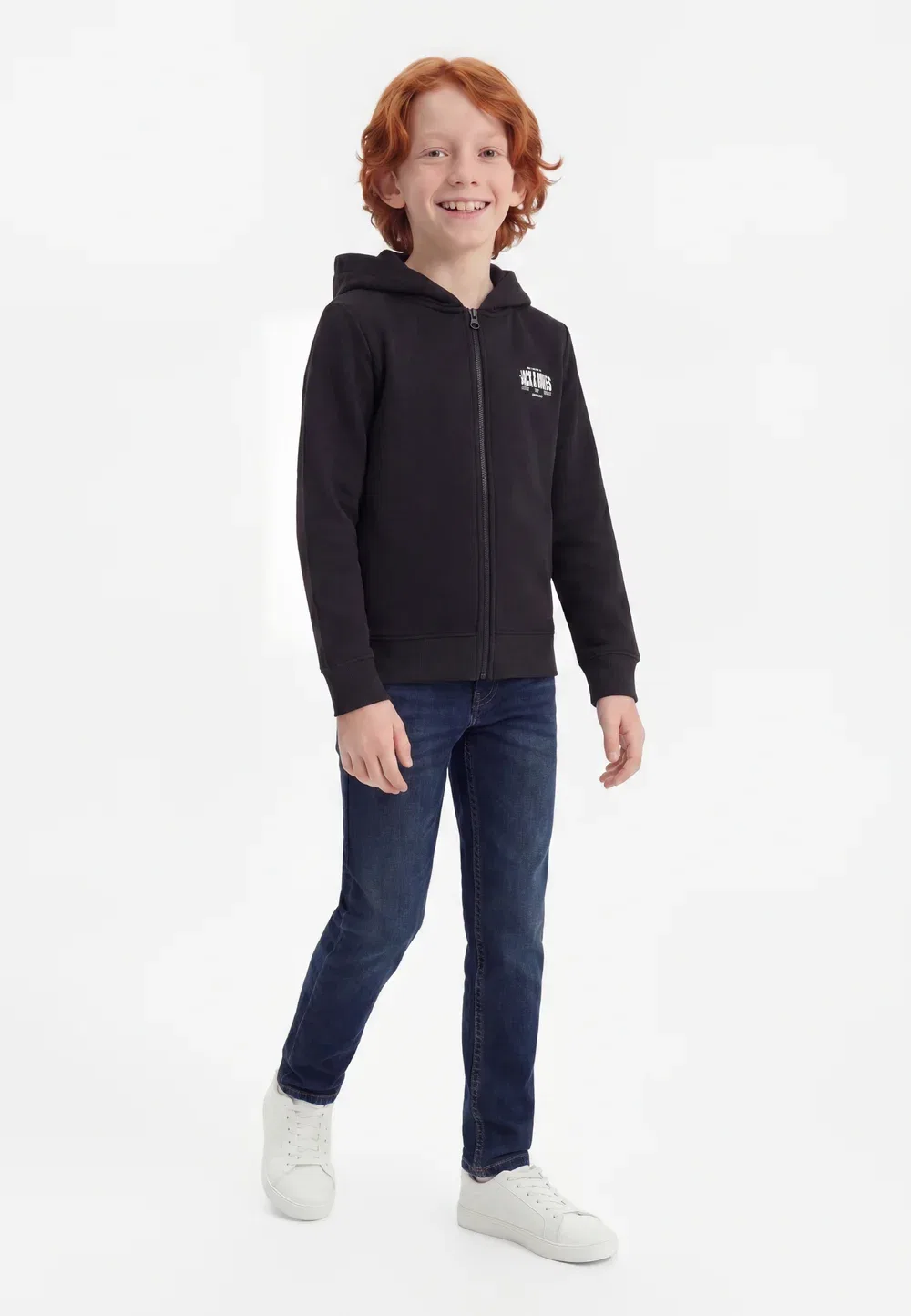 Толстовка Jjaero на молнии с капюшоном Jack & Jones Junior, Black