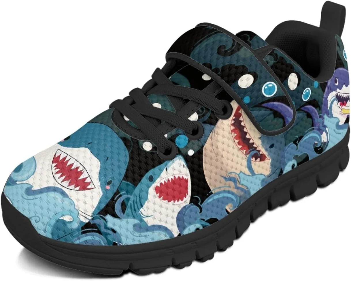 Детские кроссовки для девочек с принтом Dajingkj, Sharks Black