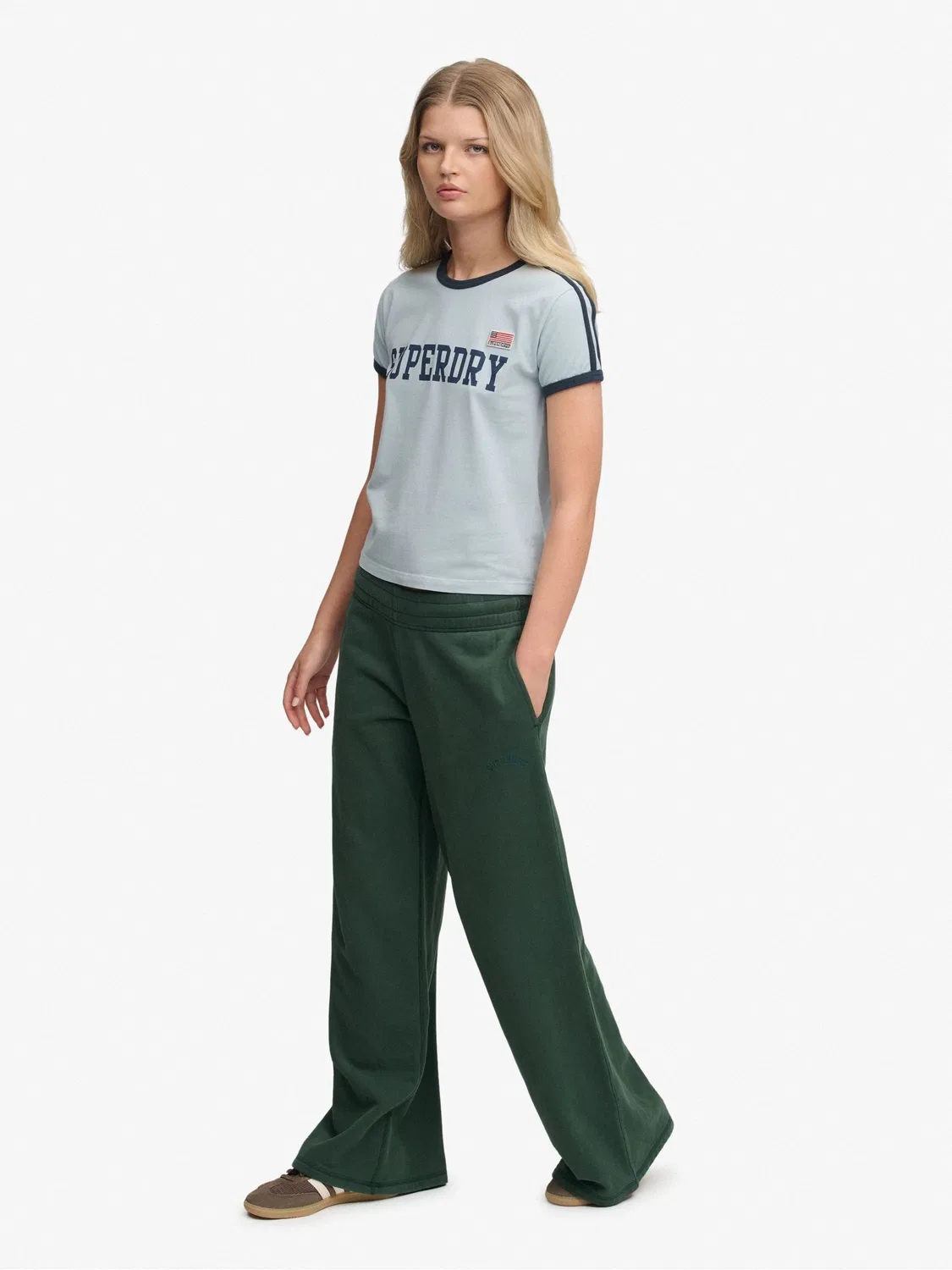 Джоггеры широкие Essential Logo Superdry, зеленый — фото 2