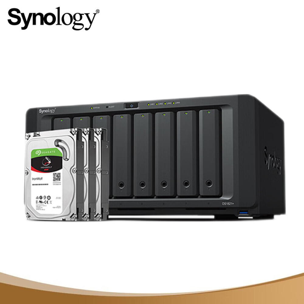 

Сетевое хранилище Synology DS1821+ с 3 жесткими дисками Seagate IronWolf ST4000VN006 емкостью 4 ТБ