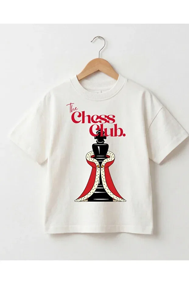Детская футболка оверсайз с принтом Chess Themed Kids Oversize T-Shirt Babytex, Ecru