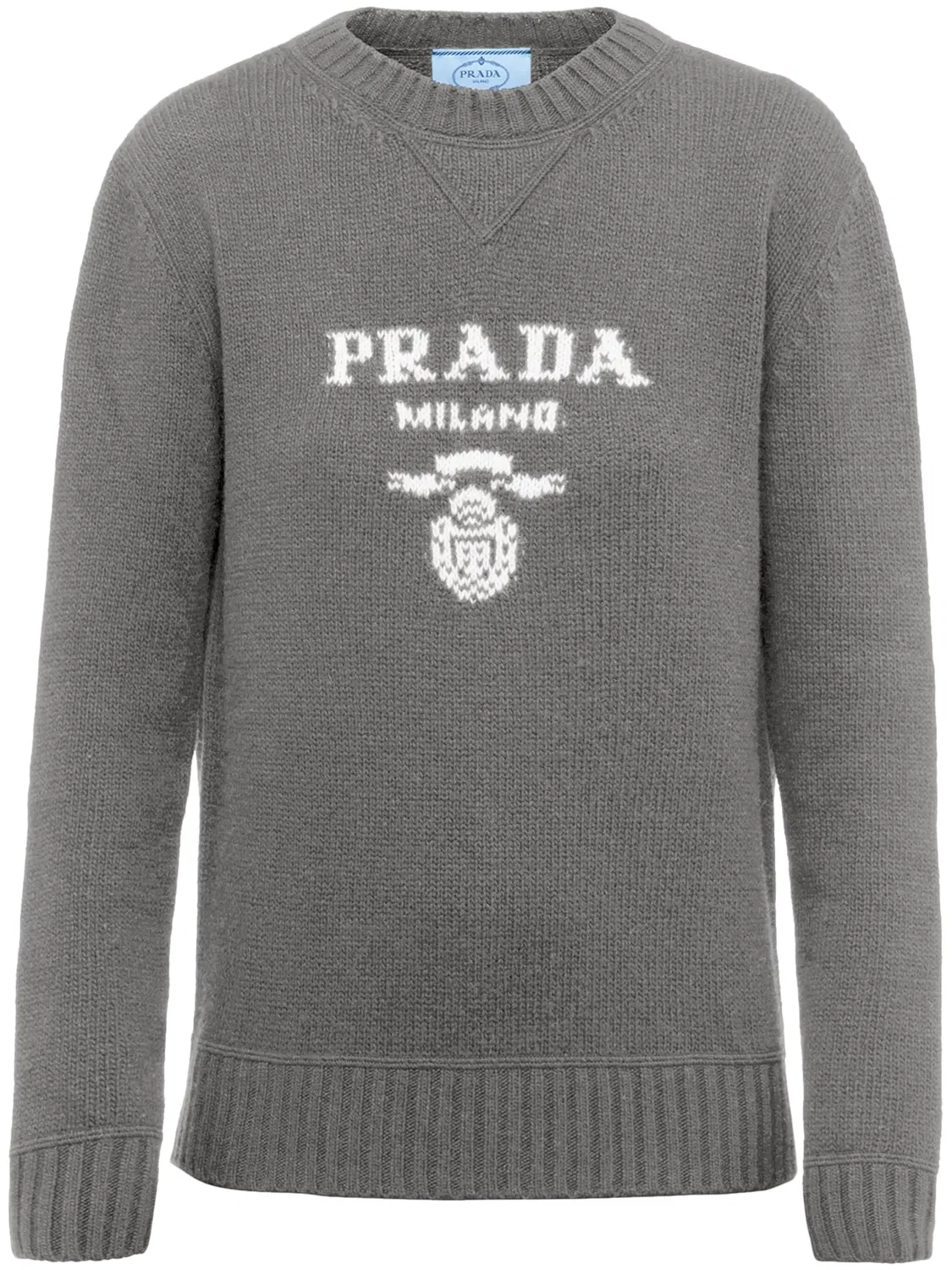 Джемпер с логотипом из кашемира Prada, серый