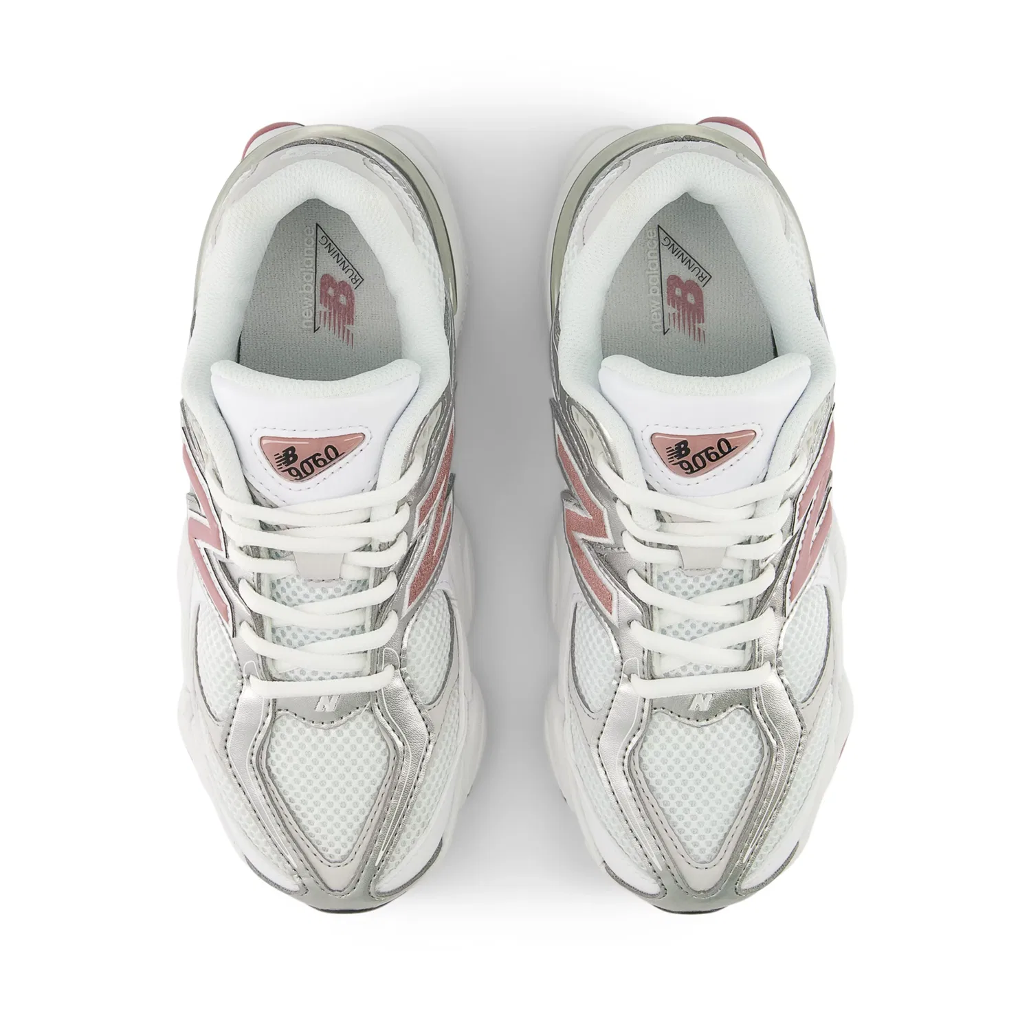 Детские кроссовки с шнуровкой 9060 Lace New Balance, White with Rosewood — фото 4