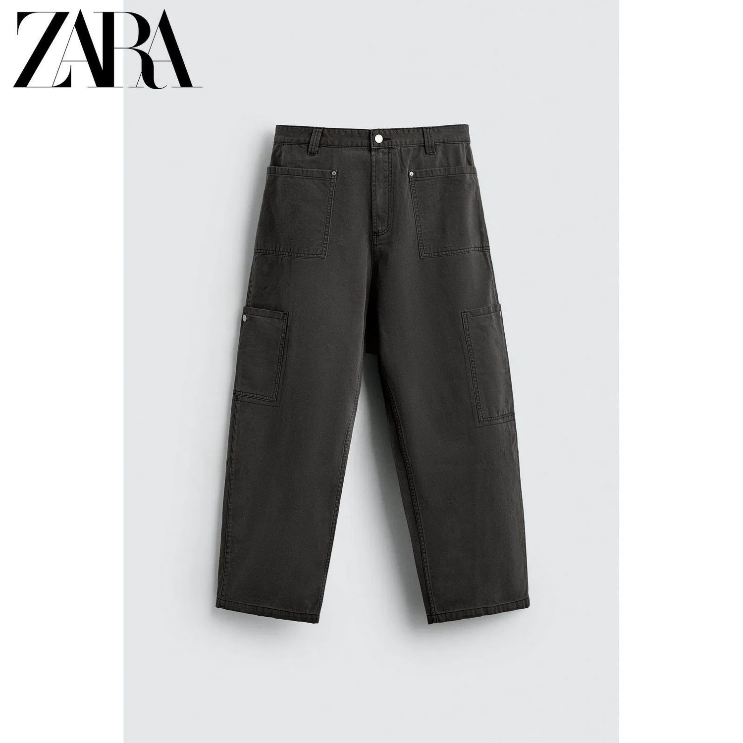 Детские брюки повседневные прямого кроя Dark Gray ZARA, Темно-серый — фото 3