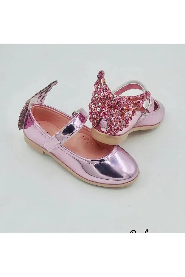 Детские балетки для девочек с бабочкой Gala, Pink