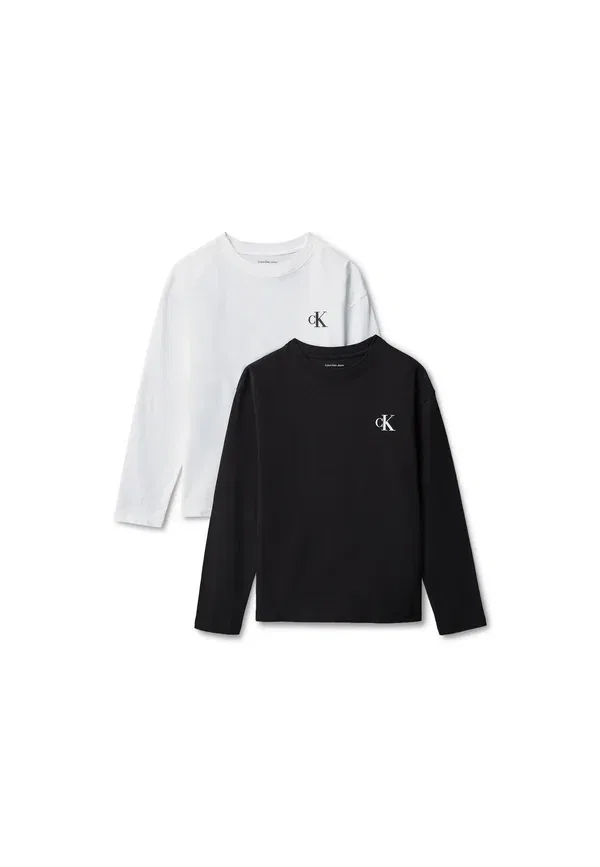 Комплект из 2 футболок с монограммой и длинными рукавами Calvin Klein Jeans, белый/черный — фото 4