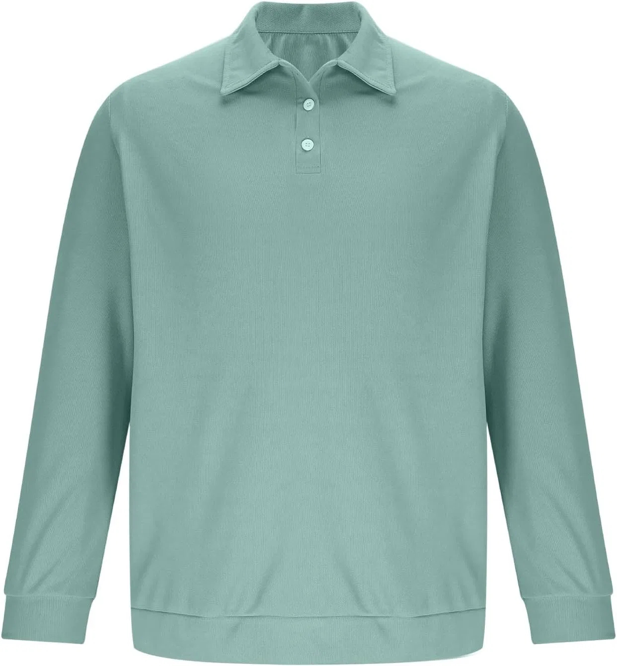 Мужская классическая футболка-поло с длинным рукавом для гольфа, Mint Green — фото 4
