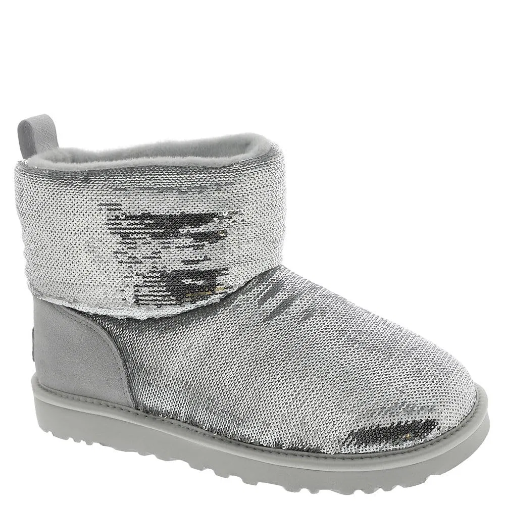 Детские сапоги для девочек с блестками Classic Mini Mirror Ball UGG, Silver — фото 4