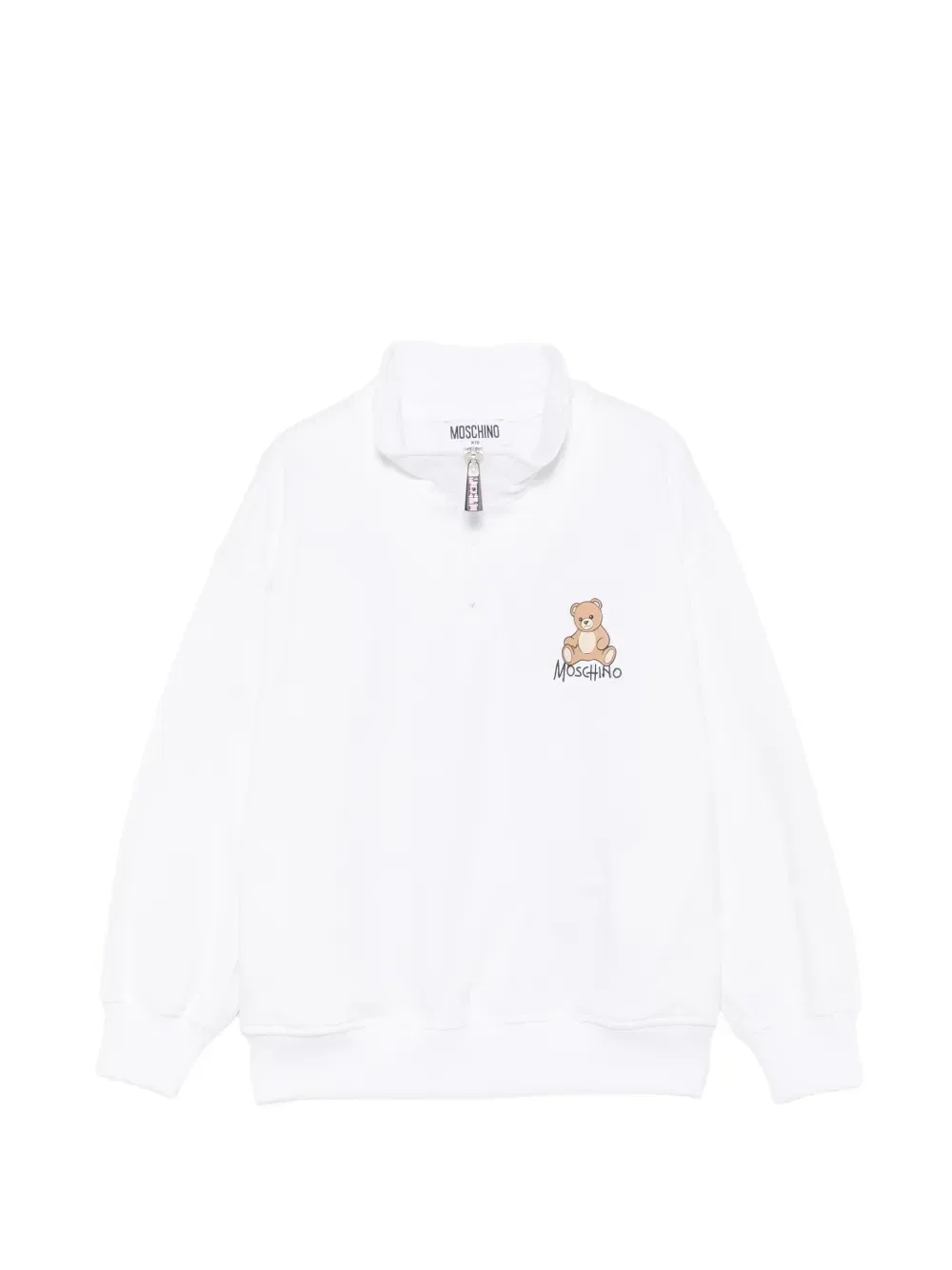 Полусвитшот Teddy Bear на молнии Moschino Kids, белый
