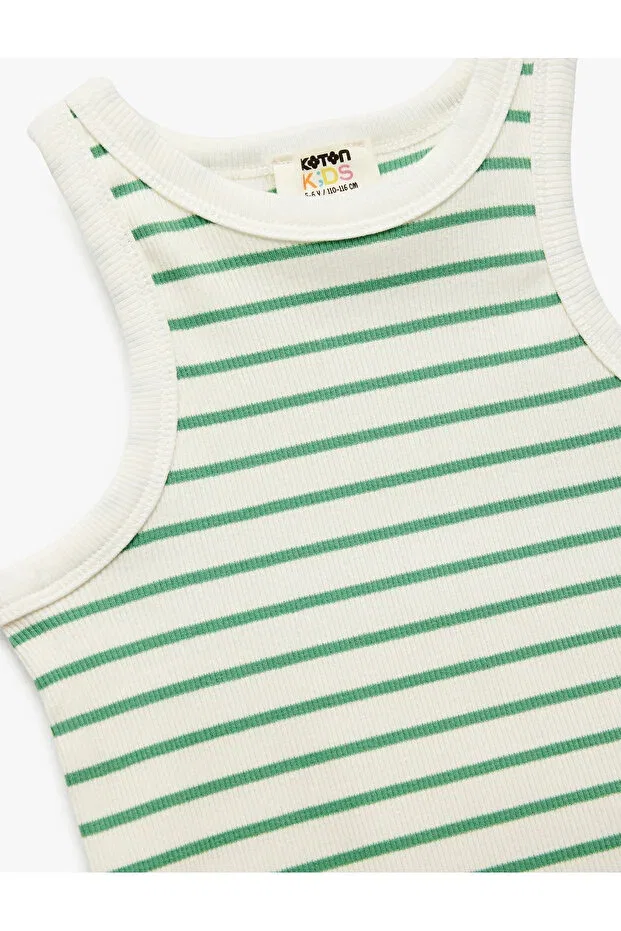 Детское для девочек хлопковое майка Koton, Green Striped — фото 3