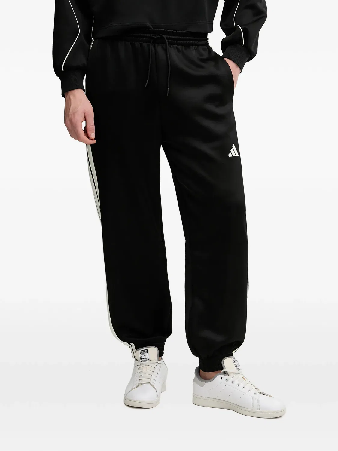 Трековые штаны с боковой полосой, черные Adidas, черный