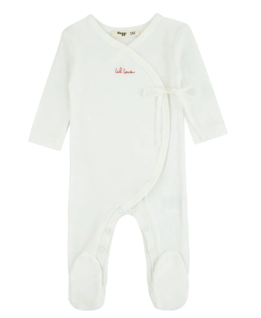 Детский боди-комбинезон с вышивкой Lil Love NoggiWear, Ivory / Red