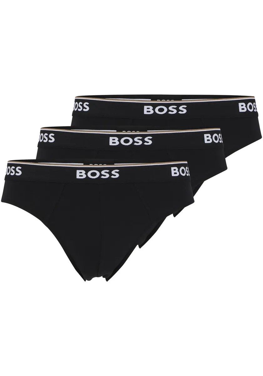 

Трусы BOSS (3 шт.) с тканым поясом с логотипом, черный