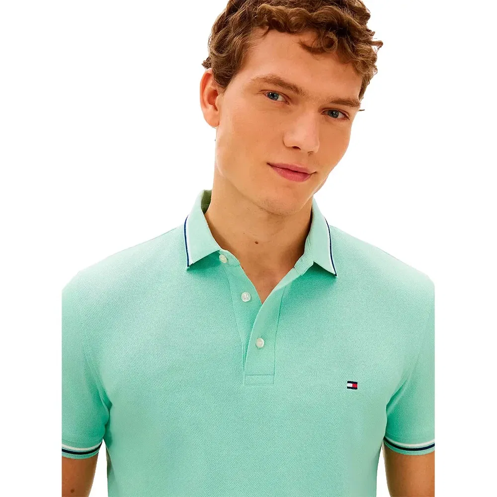 Поло с коротким рукавом slim fit Tommy Hilfiger, зеленый — фото 4