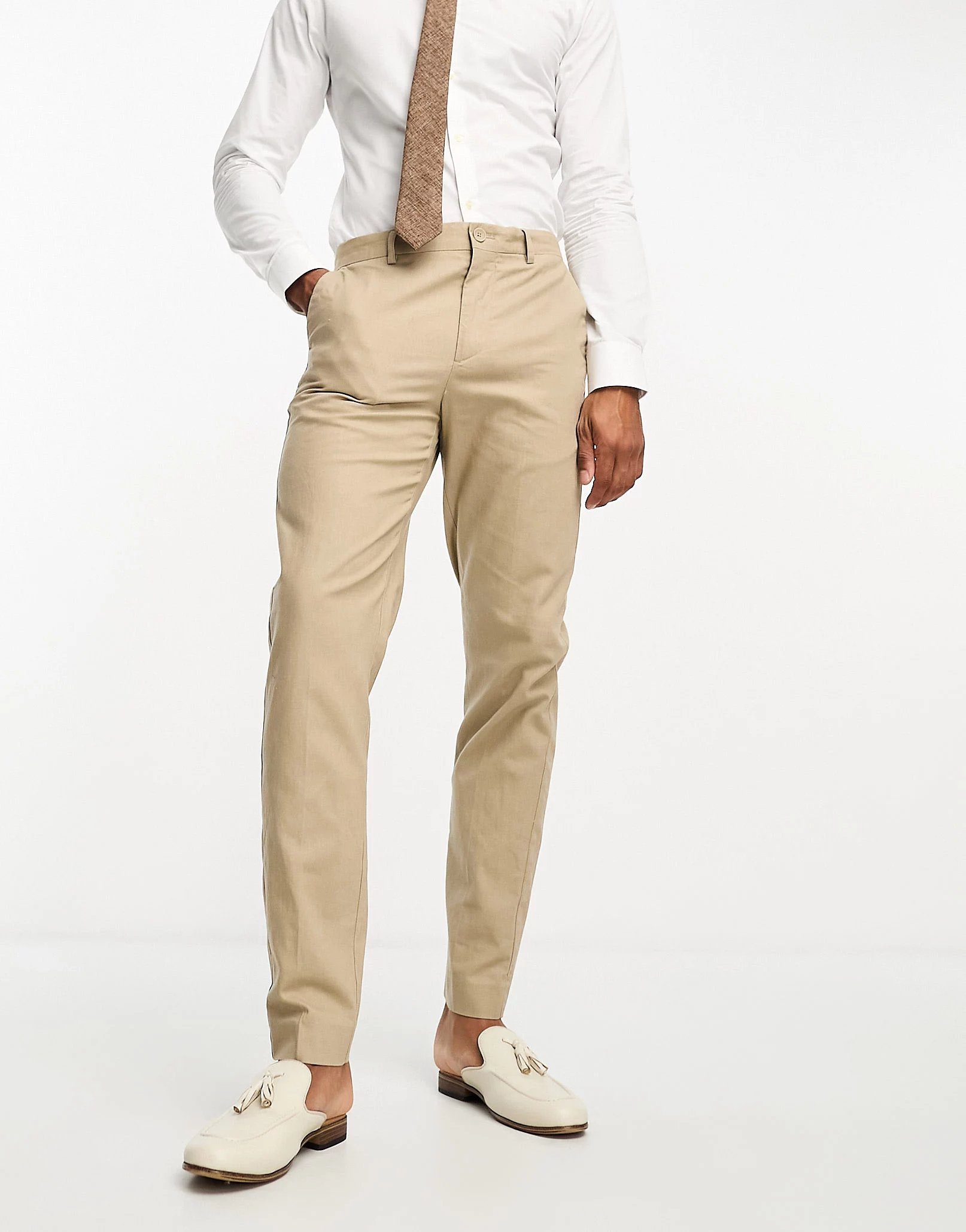 

Брюки Only & Sons Slim Fit Linen Mix, бежевый