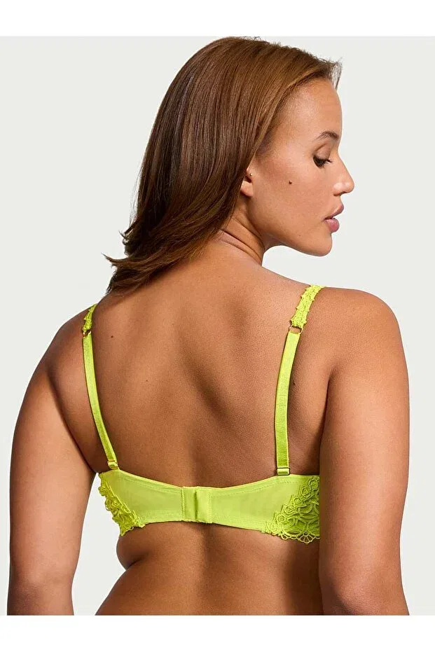 Женский бюстгальтер кружевной Geo Daisy Lace Unpadded Low-Cut Demi Bra Victoria'S Secret, Light Yellow — фото 2