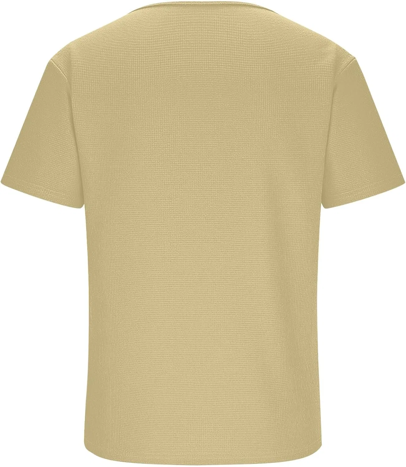 Мужская футболка с вафельной текстурой V-образным вырезом, Beige — фото 4