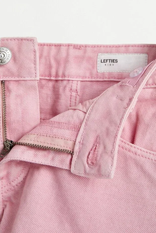 Детские шорты для девочек джинсовые Denim shorts with tassels on the hem Lefties, Gum Pink — фото 4
