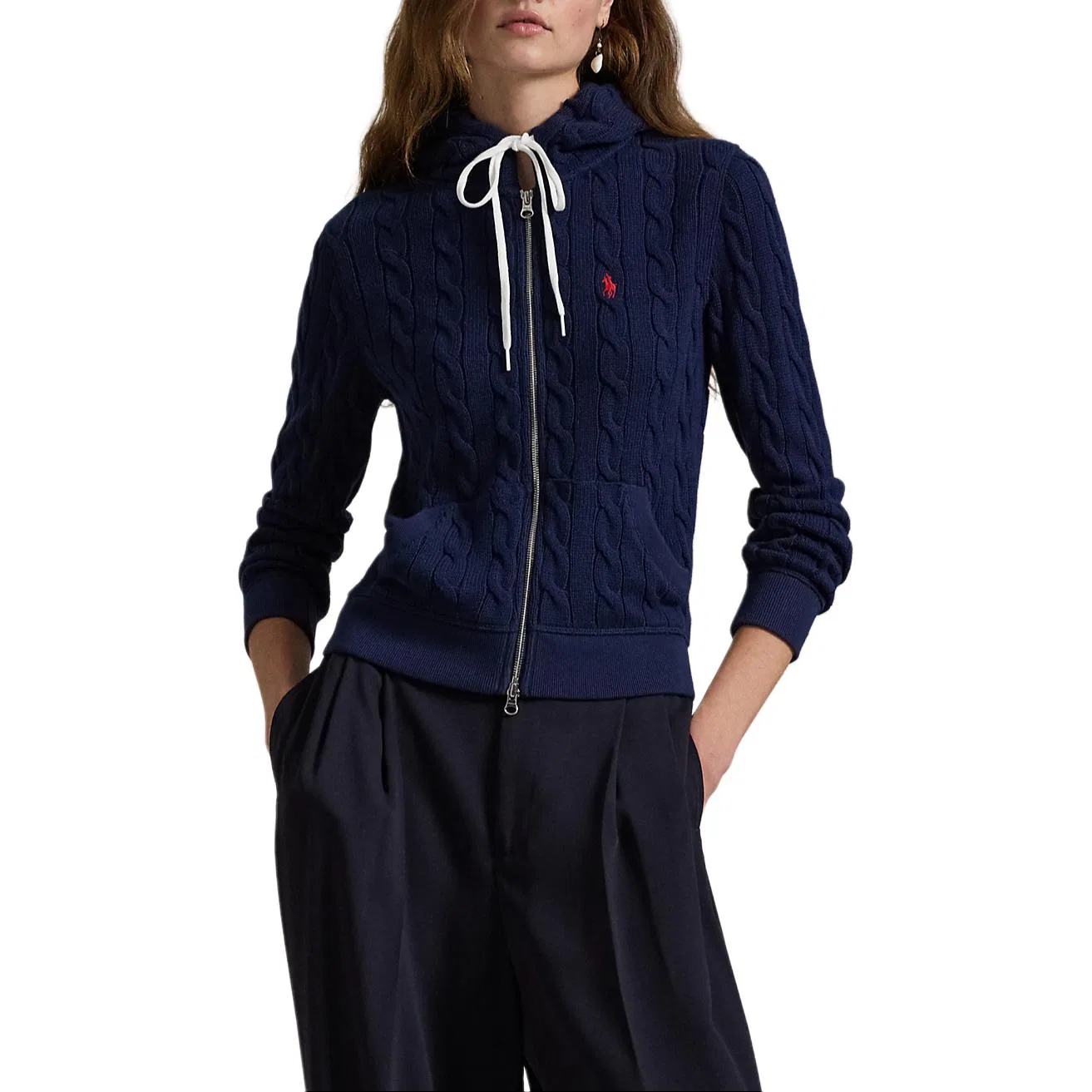 Женский облегающий трикотажный свитер Polo Ralph Lauren, Dark Blue — фото 4