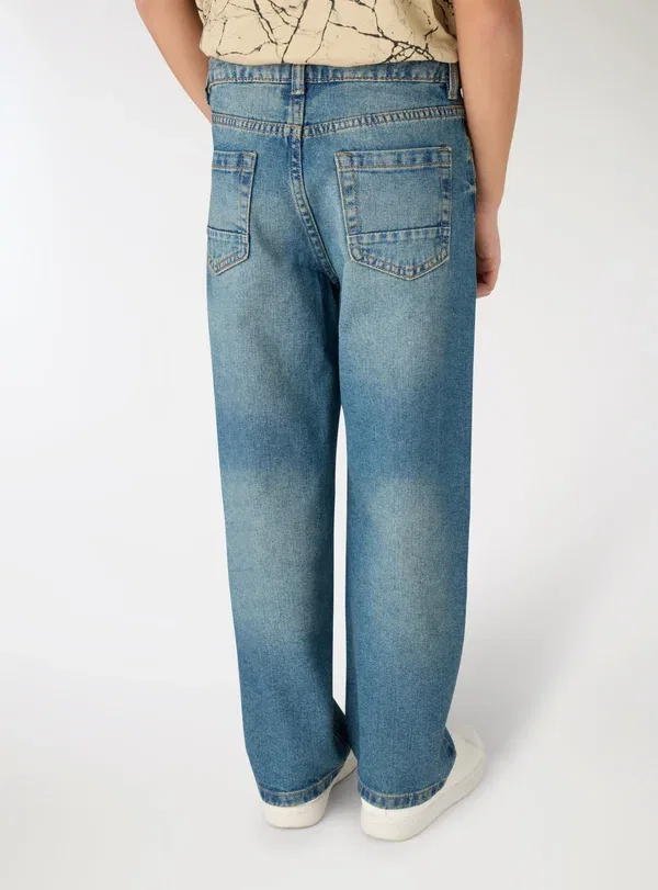 Брюки джинсовые Relaxed fit jeans Terranova, Blu Denim Medio, синий — фото 3