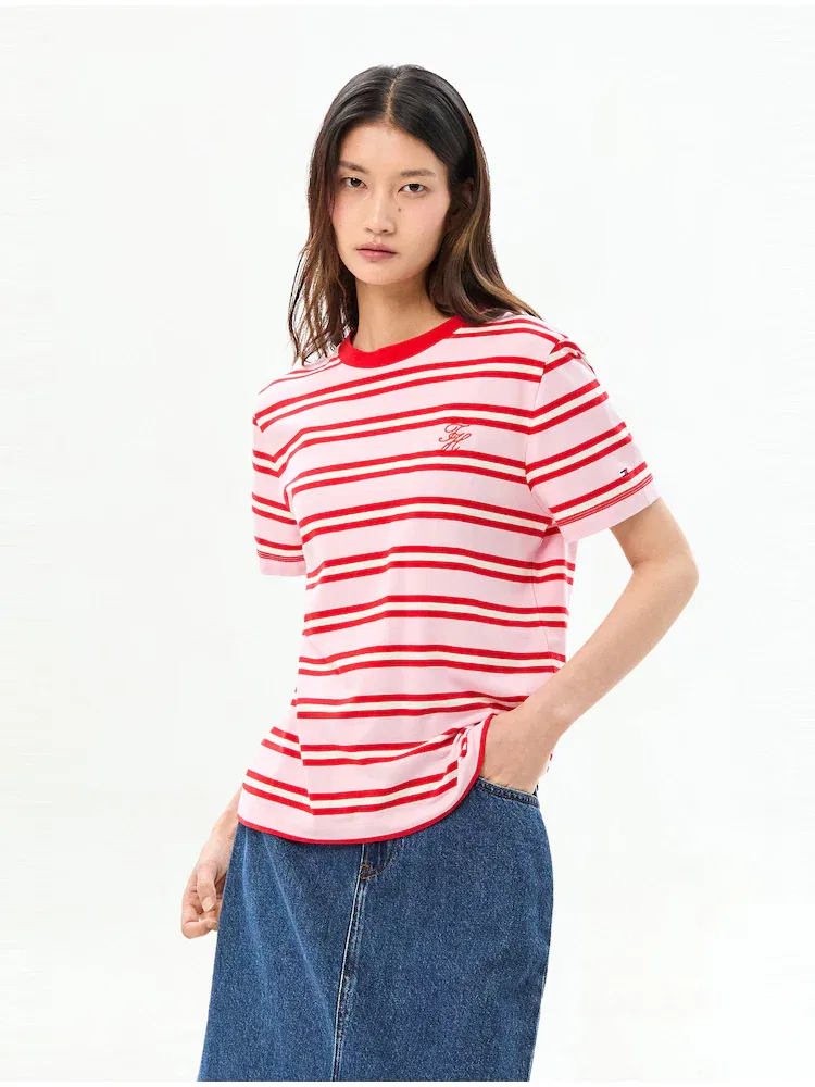 Футболка с логотипом Script Logo Jersey TOMMY HILFIGER, Light Pink