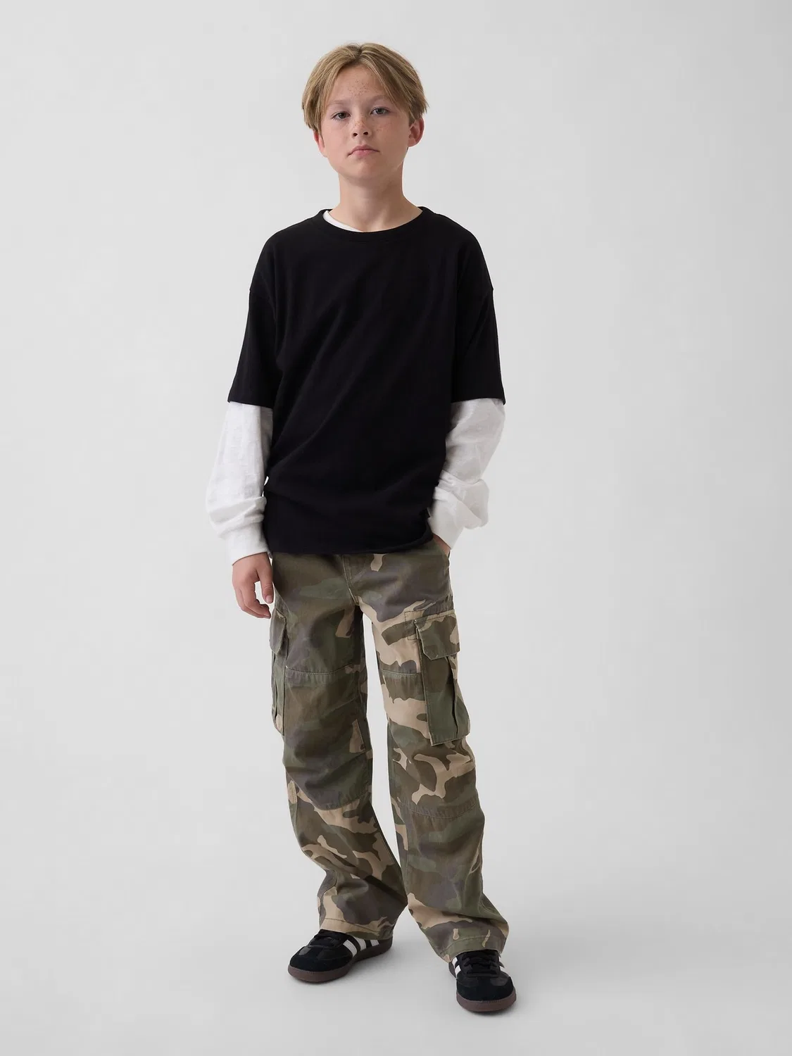 Брюки карго свободного кроя Gap Green Camo, зеленый камуфляж — фото 3