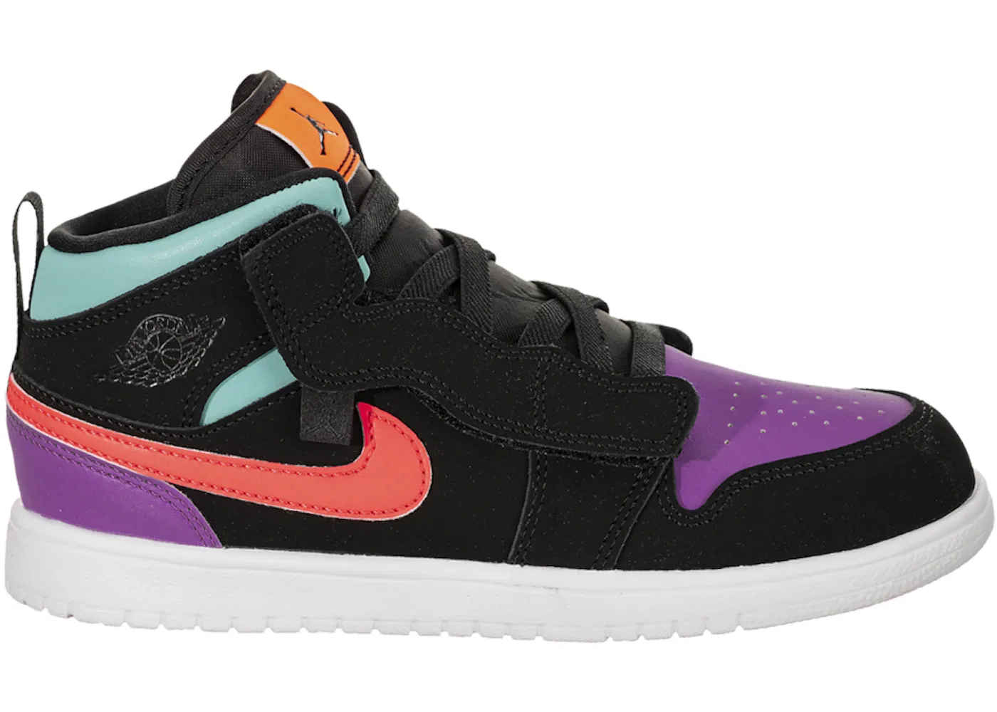 Детские кроссовки Lifestyle с принтом Jordan 1 Mid Alt Jordan, Black/Total Orange-Aura Green
