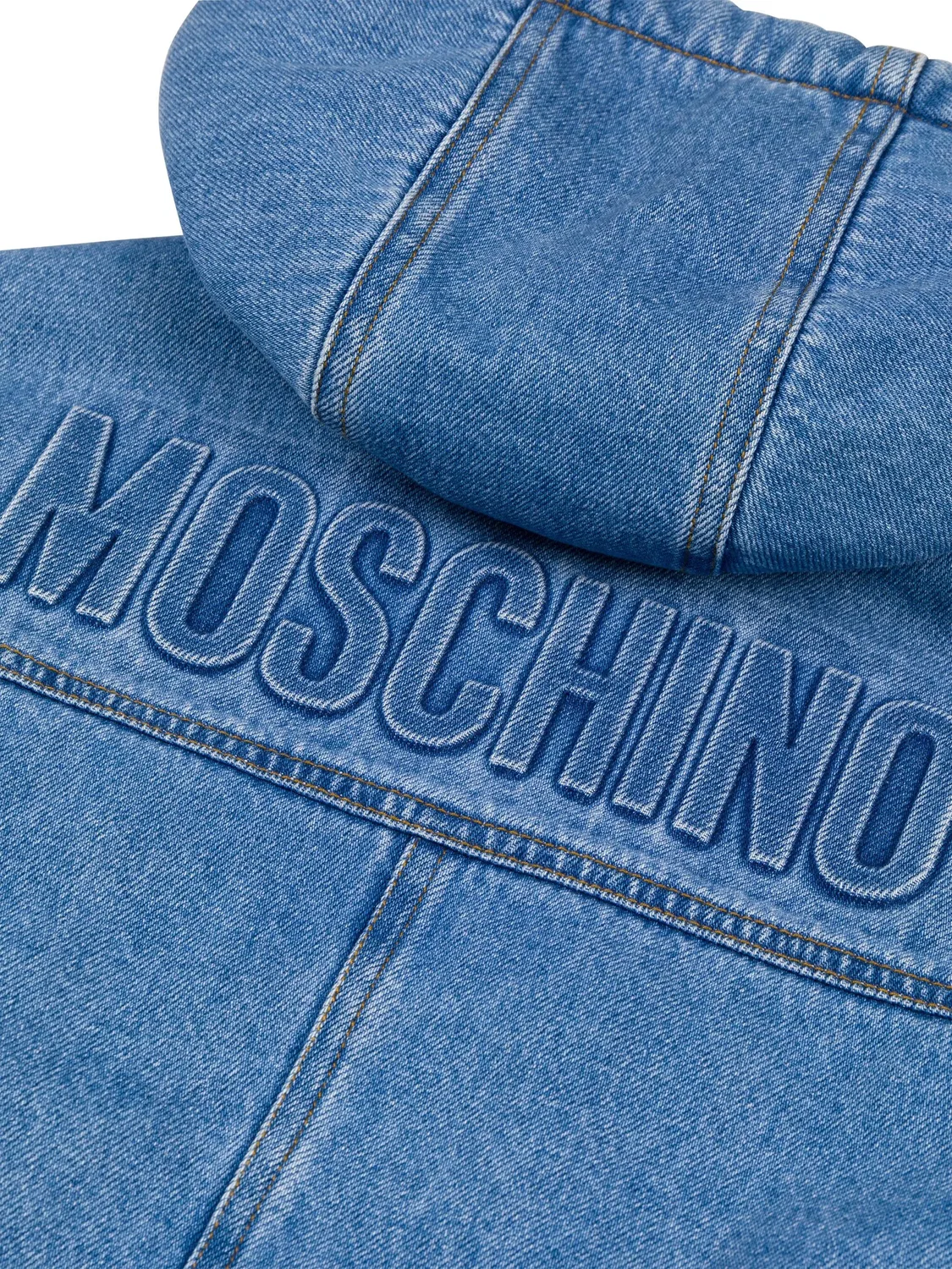 Джинсовая куртка с тисненным логотипом Moschino, синий — фото 2