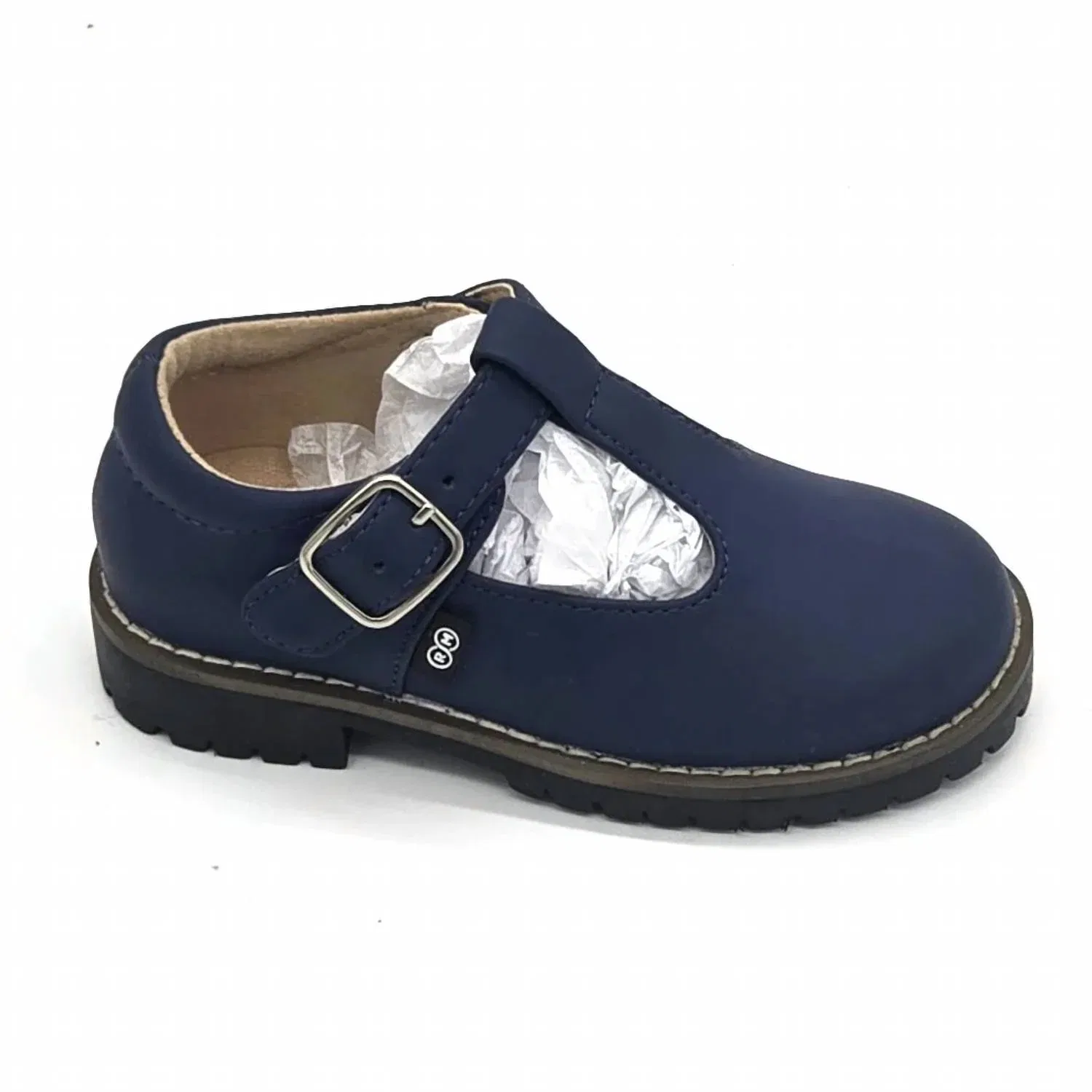 Детские туфли для девочек на ремешке T-Strap из кожи Karla Ralph Miguel, Blue Gum Leather