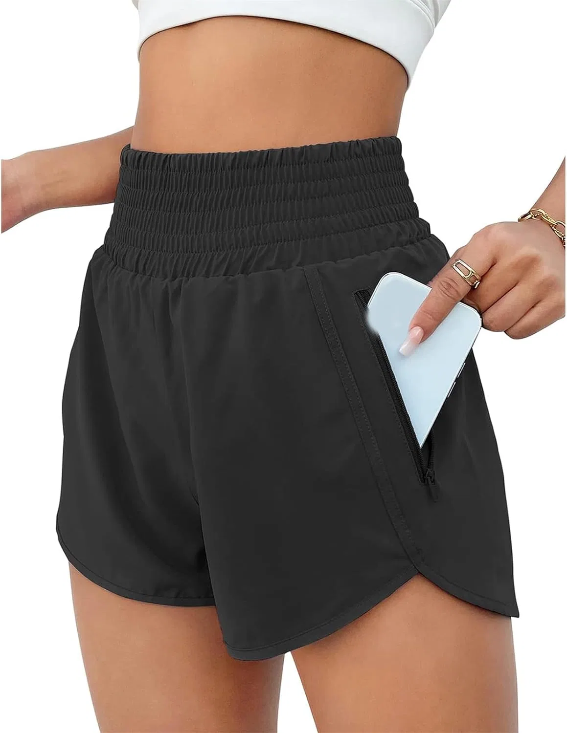 Женские шорты для бега с высокой талией Generic, Black