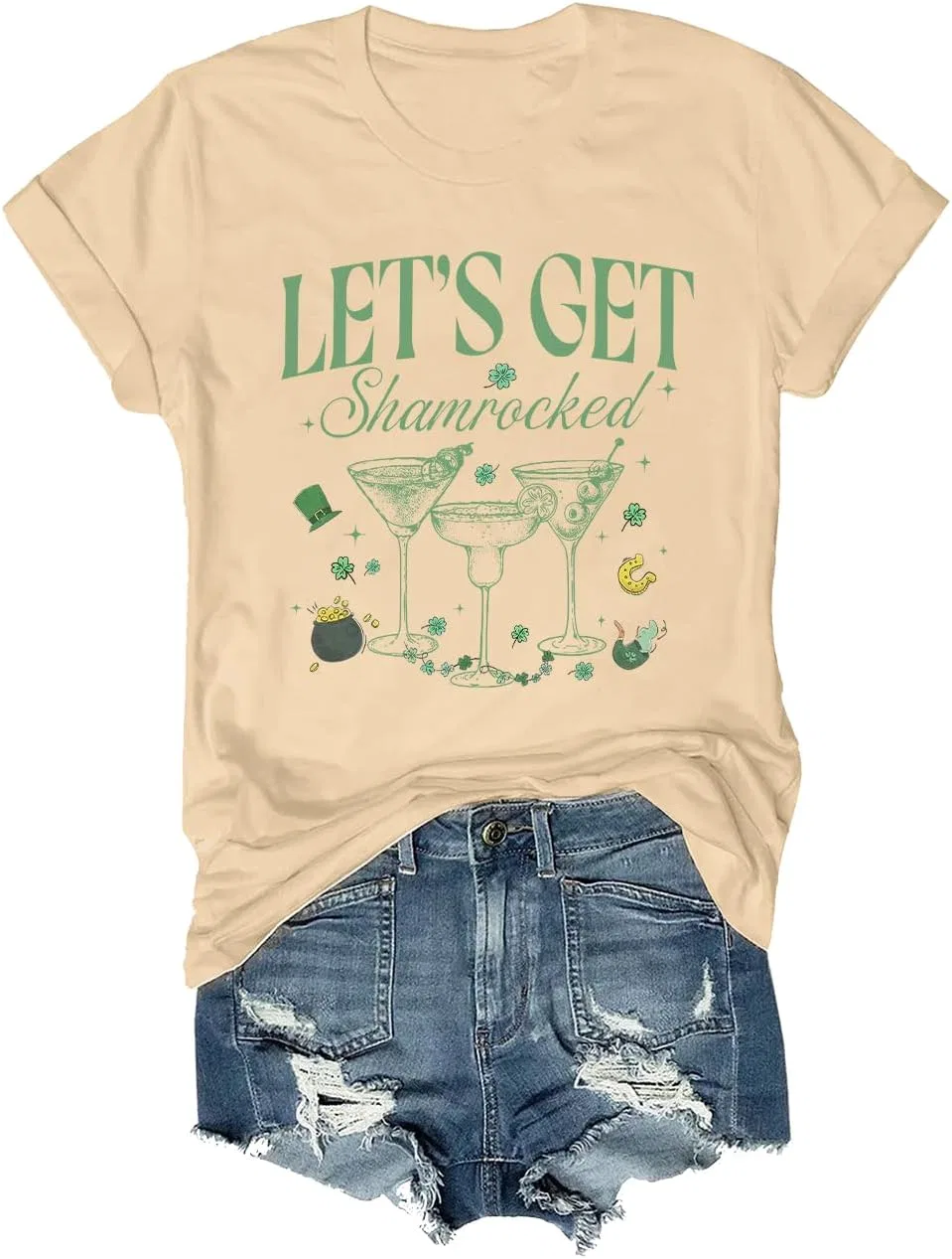 Футболка оверсайз с принтом Shamrocked, Khaki