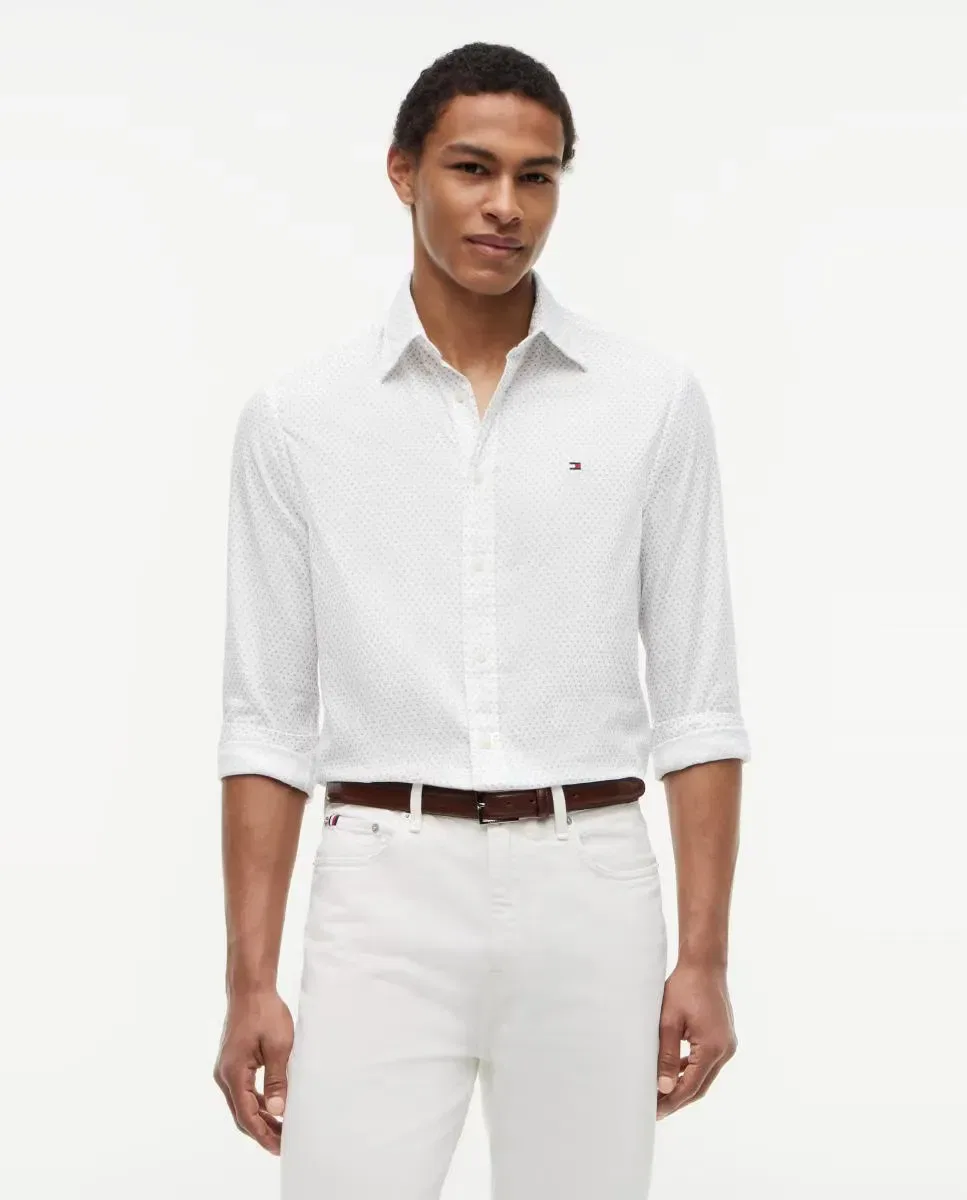 Мужская рубашка из поплина с принтом Tommy Hilfiger, Blanco