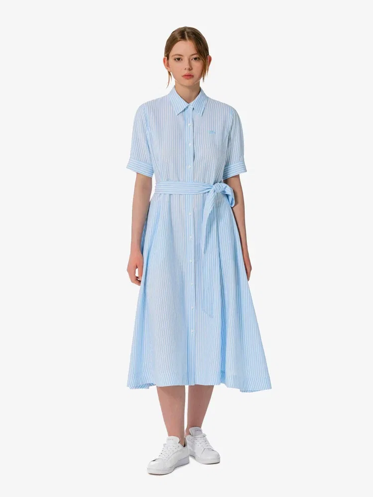 Платье-рубашка льняное LACOSTE Sky Blue — фото 4