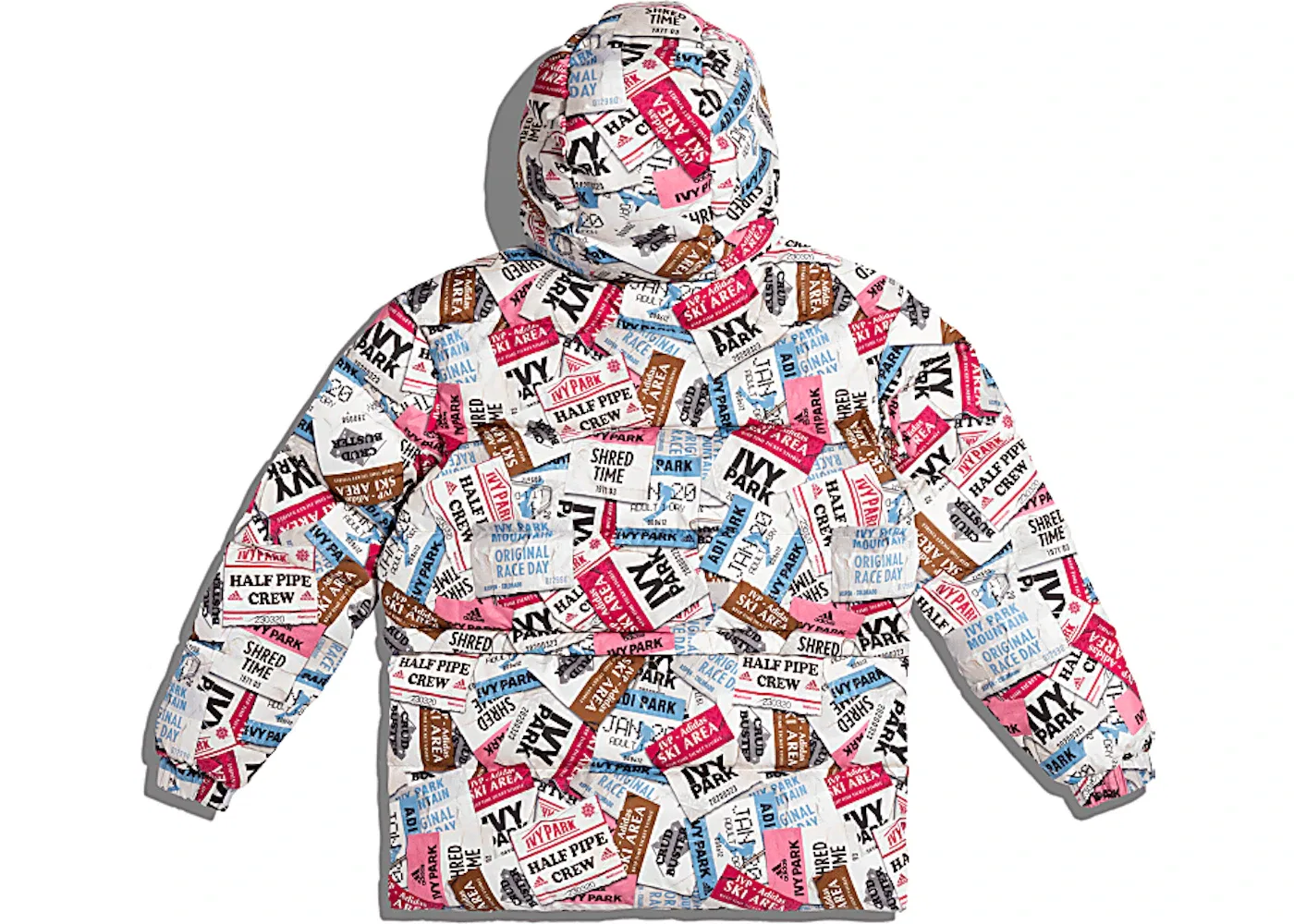 Унисекс пуховик с принтом Adidas Ivy Park Ski Tag Puffer Jacket, Multicolor — фото 2