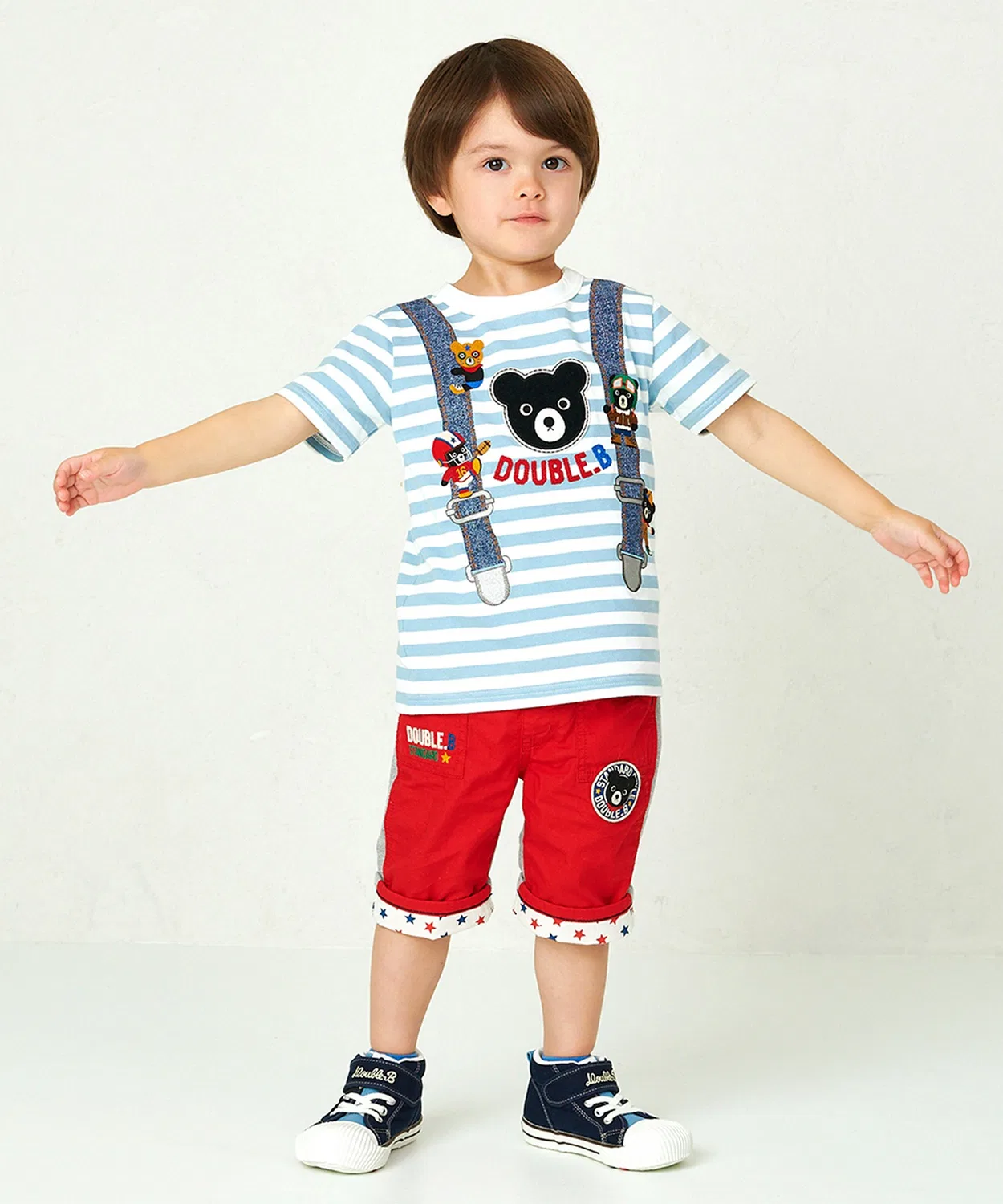 Детская футболка с принтом Саспендеры Black Bear Half Sleeve DOUBLE_B, Blue — фото 4